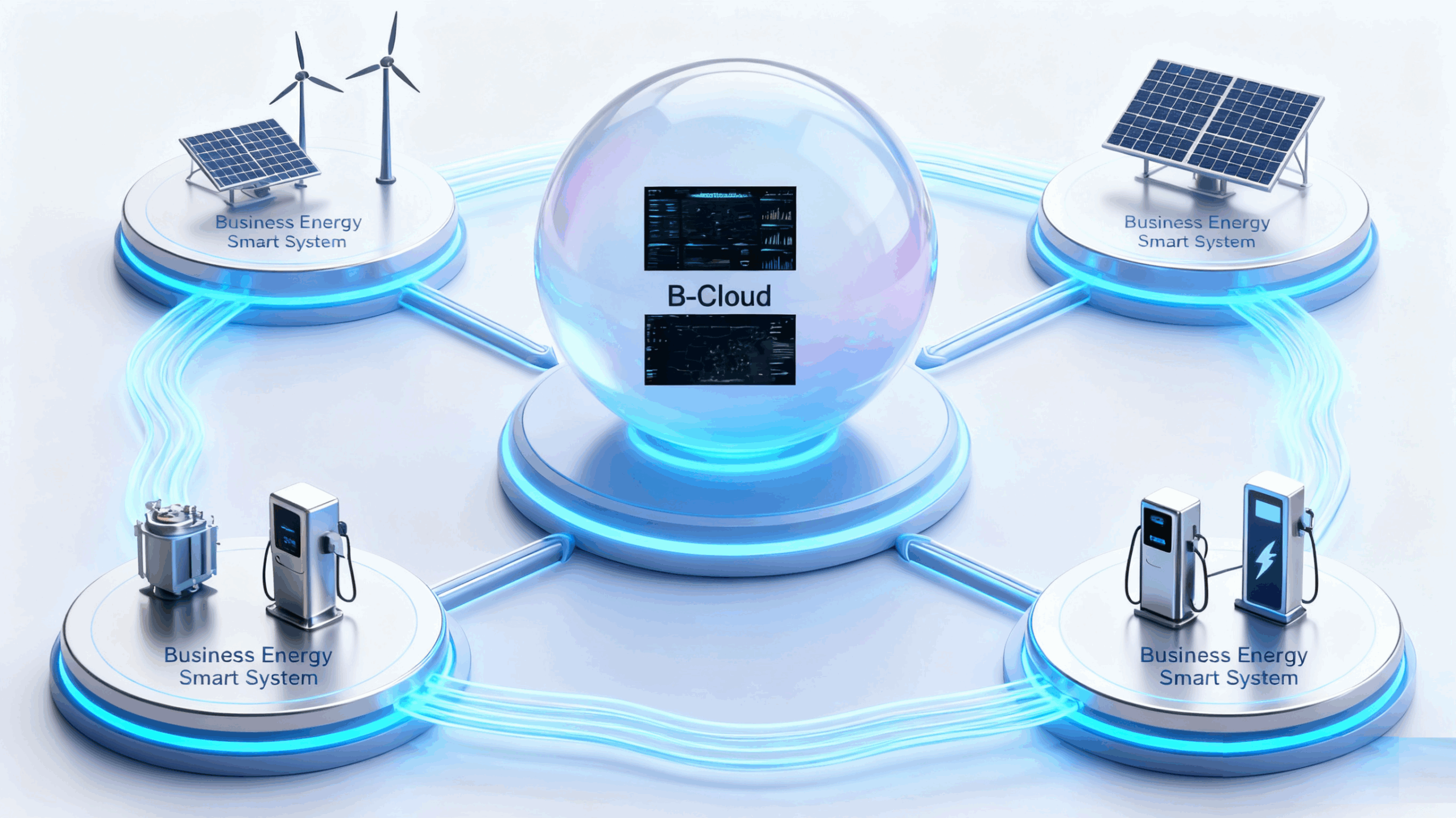 A digital twin visualization of a factory with an energy dashboard overlay